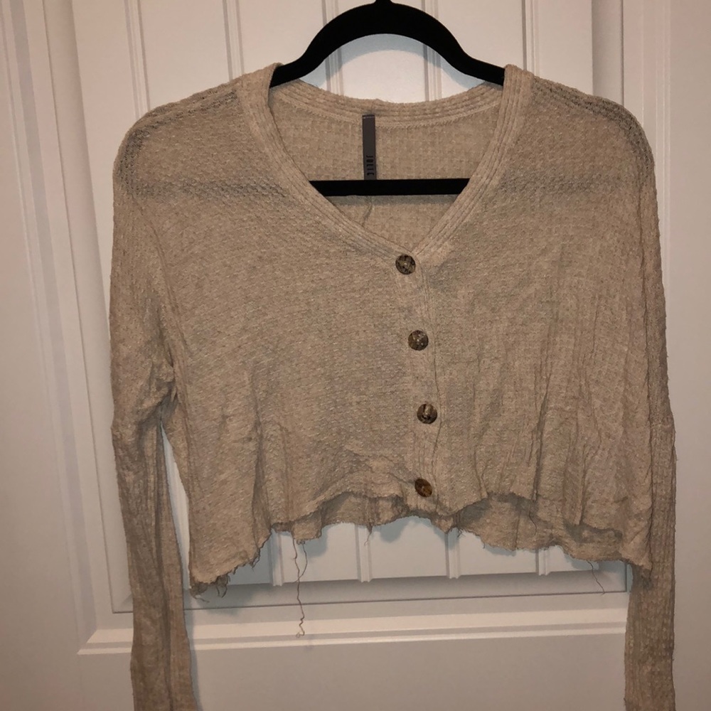 long sleeve waffle top